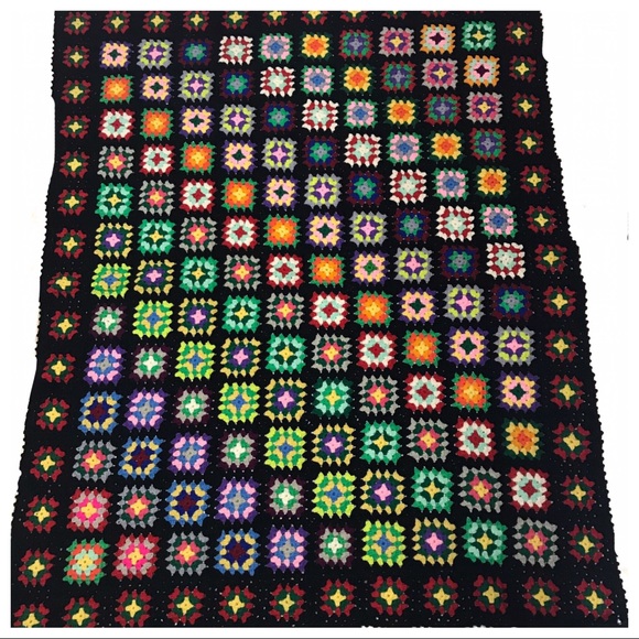 Vintage Other - Vintage Granny Square Crochet Afghan Blanket Throw